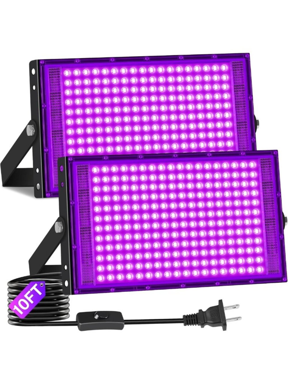 200W Black Light with 10ft Cable - Perfect for Halloween Glow Parties & Events